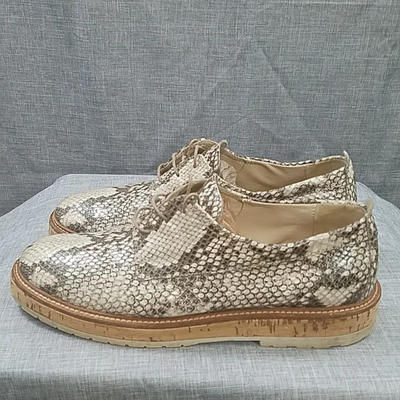 AGL Attilio Giusti Leomruni Oxfords Shoe Snake Print Leather cork platform 41 - Picture 11 of 14